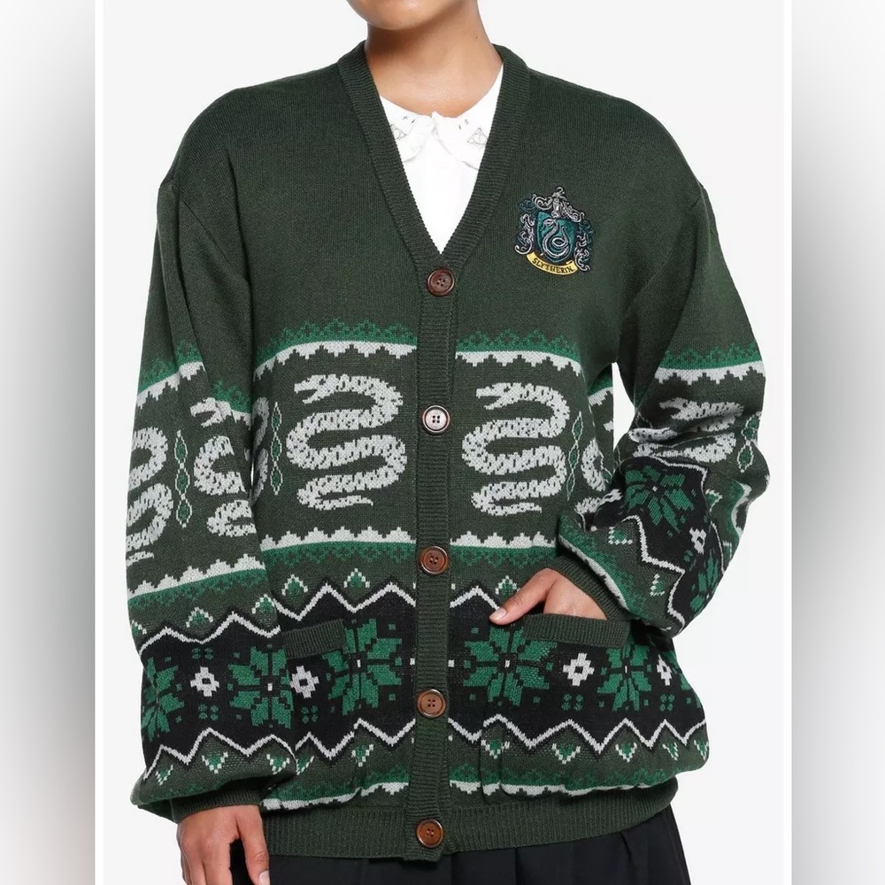 Harry Potter Slytherin Fair‎ Isle Girls Cardigan Hot Topic Cosplay Costume